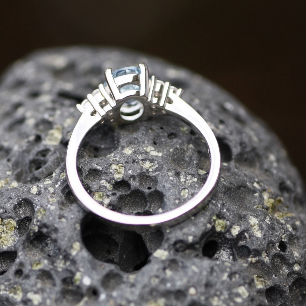New Aquamarine Ring Sterling Silver 925 , March birthstone , Promise Ring - Picture 6 of 6